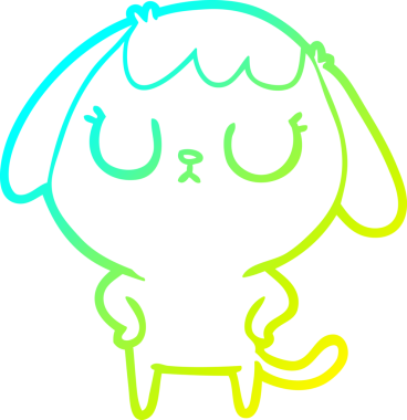 Bir insan tarafından çizilmiş şirin bir çizgi köpeğin soğuk gradyan çizgisi.