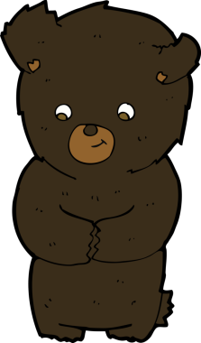 Bir insan tarafından çizilmiş sevimli çizgi film kara ayısı.