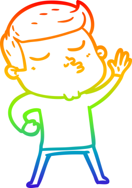 Gökkuşağı gradyan çizgi çizimi Bir insan tarafından çizilen çizgi film modeli adam