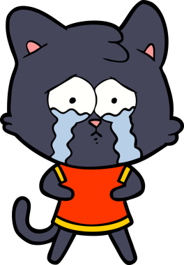 Bir insan tarafından çizilmiş ağlayan kedi çizgi filmi.