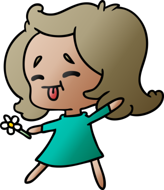 Bir insan tarafından çizilmiş kawai kızının gradyan çizimi.