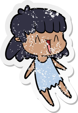 Bir insan tarafından çizilmiş karikatür bir kadının sıkıntılı çıkartması.