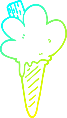 Bir insan tarafından çizilmiş dondurma külahının soğuk gradyan çizimi.