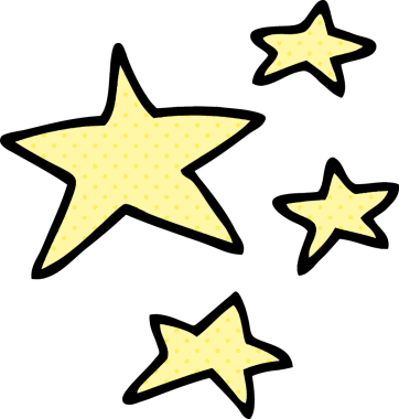 Bir insan tarafından çizilmiş karalama yıldızları.