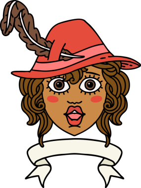 Retro Dövme Tarzı İnsan Ozan Karakteri Bir insan tarafından çizilmiş afiş