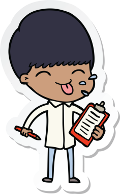 Bir insan tarafından çizilmiş bir karikatür satıcısının çıkartması.