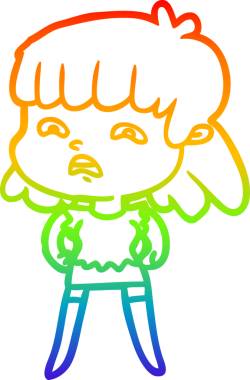 Gökkuşağı gradyan çizimi Bir insan tarafından çizilmiş endişeli bir çizgi kadın