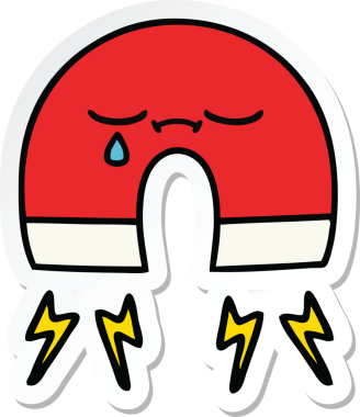 Bir insan tarafından çizilmiş şirin bir çizgi film mıknatısı etiketi.