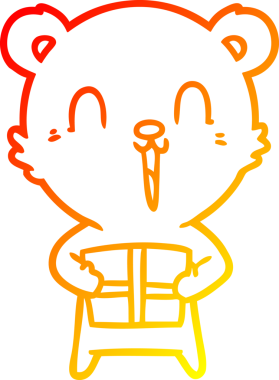 Bir insan tarafından çizilmiş mutlu bir çizgi film ayısının sıcak gradyan çizimi.