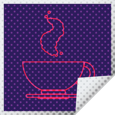 Bir insan tarafından çizilmiş sıcak kahve fincanı soyma etiketi.