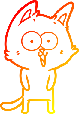 Bir insan tarafından çizilmiş komik bir çizgi film kedisinin sıcak çizgi çizimi