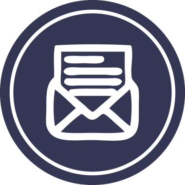 bir insan tarafından çizilmiş zarf harfi dairesel simgesi