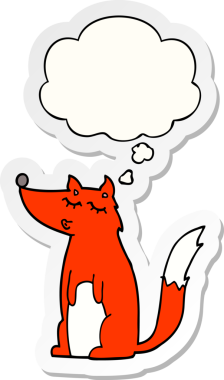 Düşünce baloncuğu insan tarafından çizilmiş bir çıkartma olan çizgi film kurdu.