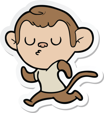 Bir insan tarafından çizilmiş çizgi film maymununun çıkartması.