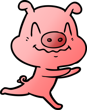 Bir insan tarafından çizilmiş sinirli çizgi film domuzu.