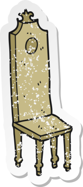 Bir insan tarafından çizilmiş karikatür süslü bir sandalyenin gerilimli yapıştırması.