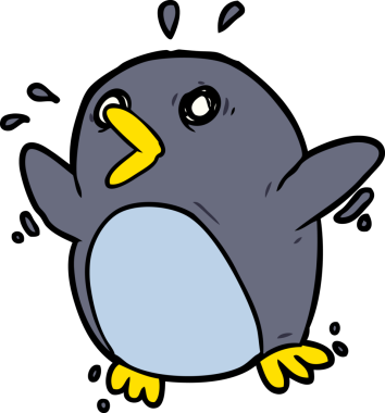 Bir insan tarafından çizilmiş korkmuş penguen çizgi filmi.