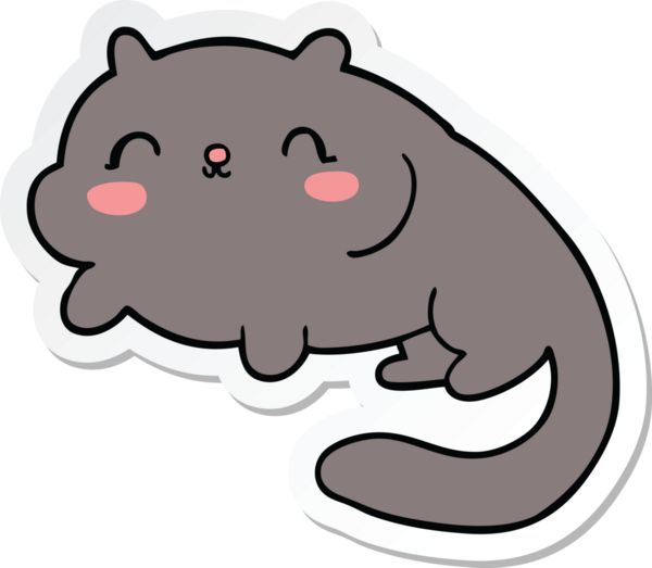 Bir insan tarafından çizilmiş çizgi film kedisinin çıkartması.