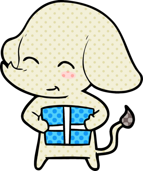 Bir insan tarafından çizilmiş sevimli çizgi film fili.