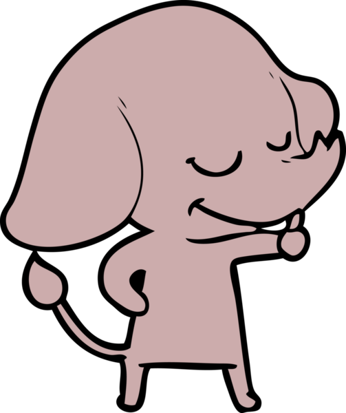 Bir insan tarafından çizilmiş gülümseyen bir fil.