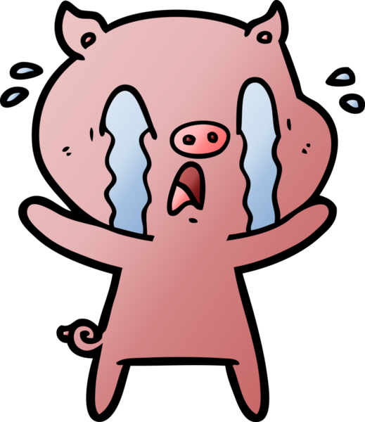 Bir insan tarafından çizilmiş ağlayan domuz çizgi filmi.