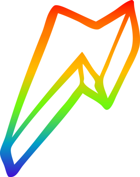 Bir insan tarafından çizilmiş karikatür desenli bir yıldırım çizimi.