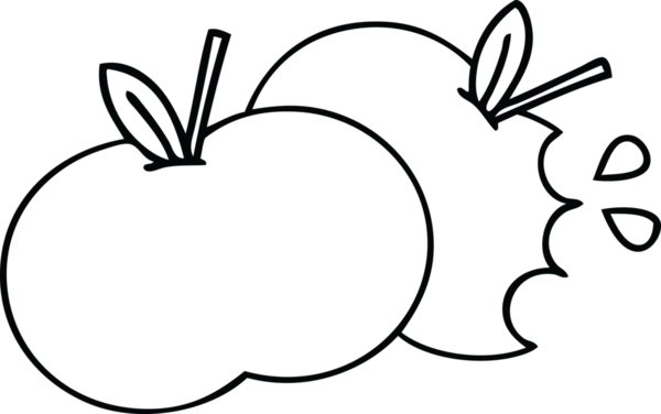 Bir insan tarafından çizilmiş elmaların çizgi çizimi