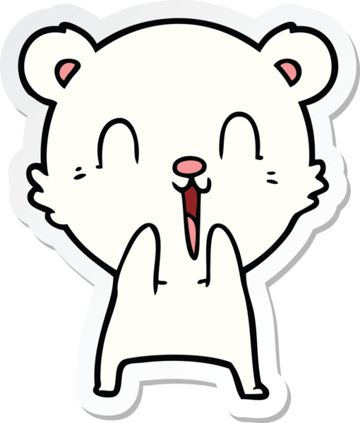 Bir insan tarafından çizilmiş mutlu bir kutup ayısının çıkartması.