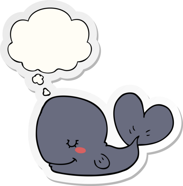 Düşünce baloncuğu insan tarafından çizilmiş bir çıkartma olan çizgi film balinası.