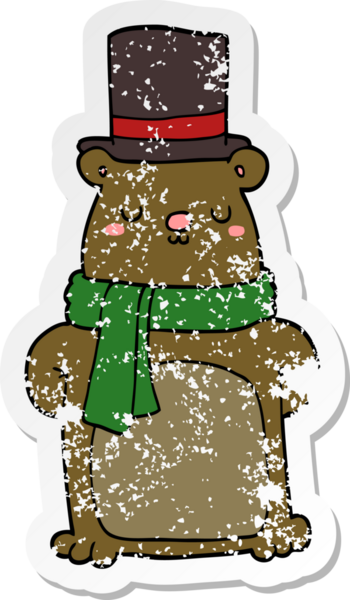 Bir insan tarafından çizilmiş karikatür ayısının sıkıntılı çıkartması.