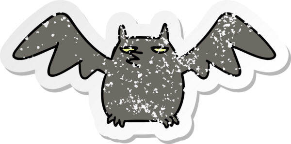 Bir insan tarafından çizilmiş bir gece yarasasının çizilmiş, kederli çıkartması.