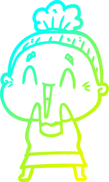 Bir insan tarafından çizilmiş, mutlu, yaşlı bir kadının çizdiği soğuk çizgi.