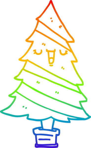 gökkuşağı gradyan çizgisi bir insan tarafından çizilmiş bir karikatür noel ağacı