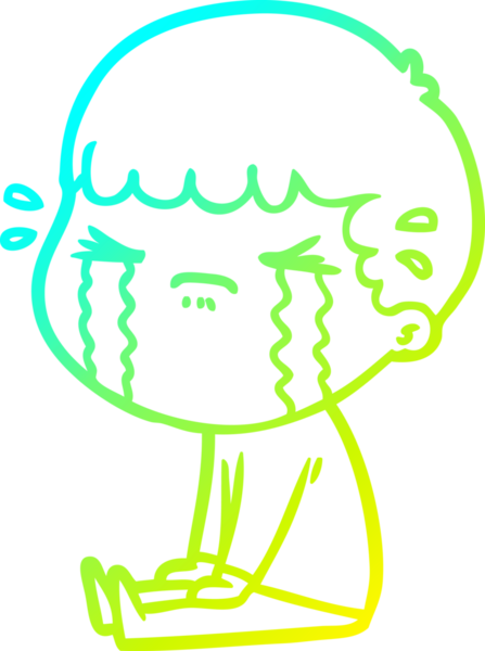 Bir insan tarafından çizilmiş ağlayan bir çizgi film karakteri çizimi.