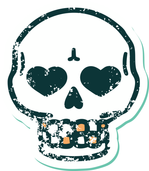 Bir insan tarafından çizilmiş bir kafatasının sembolik dövmeli görüntüsü.