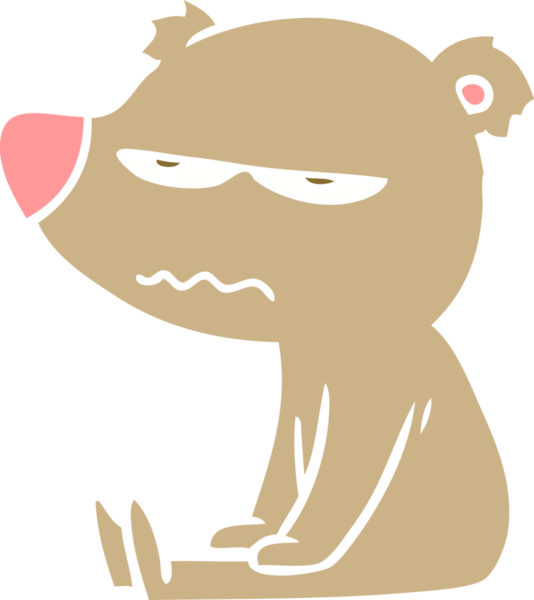 Bir insan tarafından çizilmiş kızgın ayı düz renkli çizgi film.