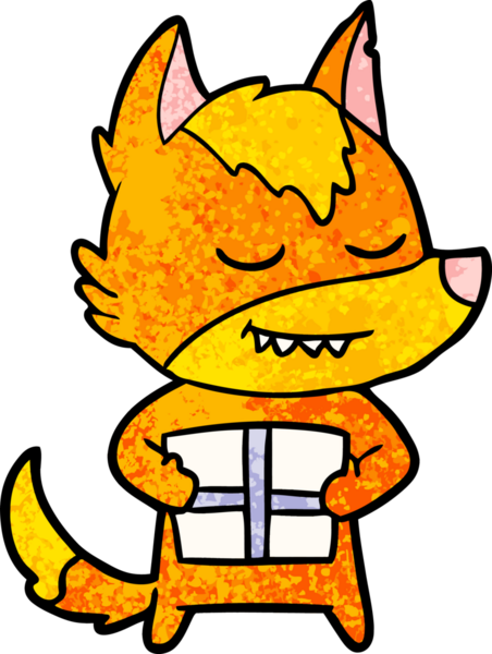 Bir insan tarafından çizilmiş tilki çizgi film karakteri.