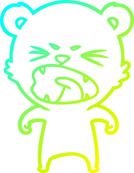 Bir insan tarafından çizilen kızgın çizgi film ayısının soğuk gradyan çizgisi.