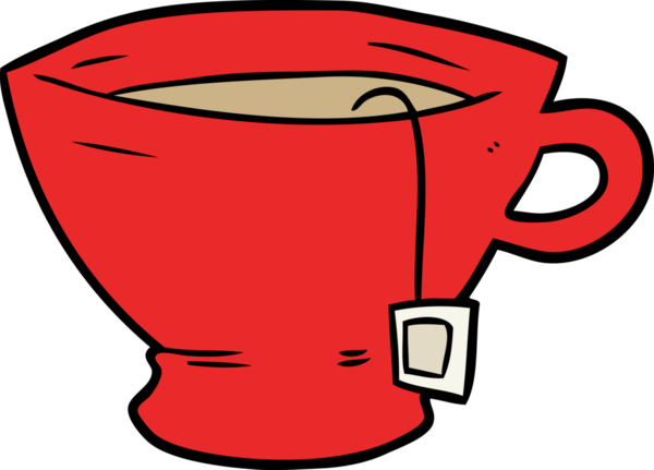 Bir insan tarafından çizilmiş bir fincan çay.