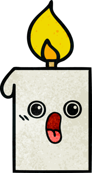 Bir insan tarafından çizilmiş yanan bir mumun retro grunge desen karikatürü