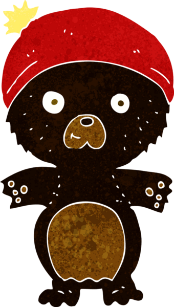 Bir insan tarafından çizilmiş şapkalı şirin siyah ayı.