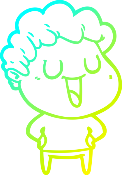 Bir insan tarafından çizilmiş gülen bir çizgi film karakterinin soğuk gradyan çizgisi.