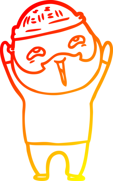 Bir insan tarafından çizilmiş mutlu sakallı bir adamın çizgi çizimi.