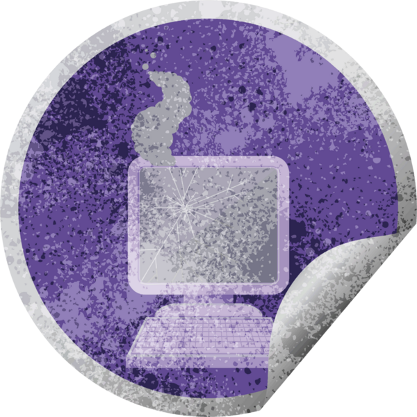 Bir insan tarafından çizilmiş kırık bilgisayar grafik vektör çizimi dairesel etiketi