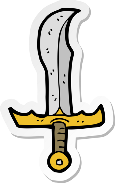 Bir insan tarafından çizilmiş karikatür kılıcının çıkartması.