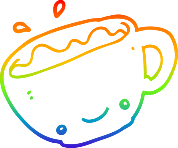 gökkuşağı gradyan çizgisi bir insan tarafından çizilmiş bir kahve fincanı