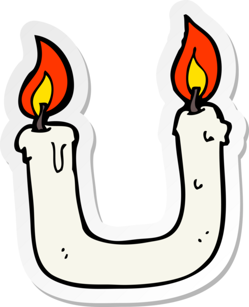 Bir insan tarafından çizilmiş iki uçtaki yanan mumun çıkartması.
