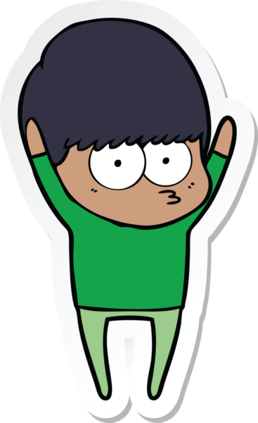 Bir insan tarafından çizilmiş esneyen bir çizgi film çocuğunun çıkartması.