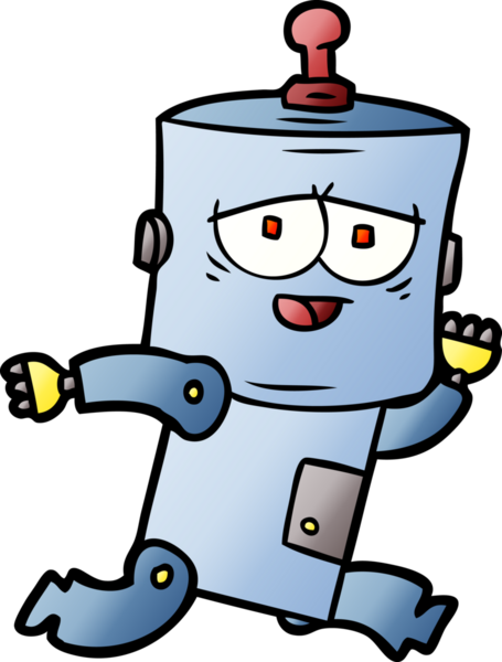 Bir insan tarafından çizilmiş çizgi film robotu