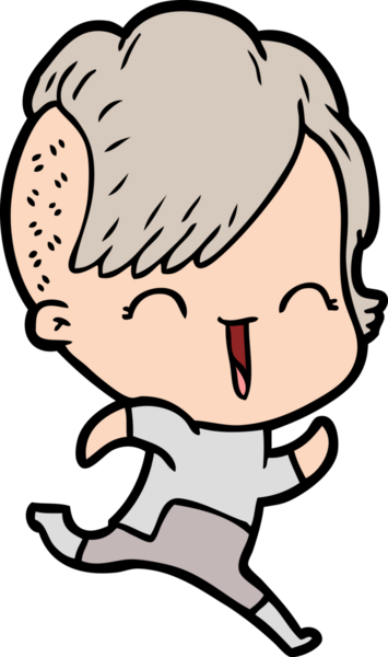 Bir insan tarafından çizilmiş mutlu hippi kız çizgi filmi.